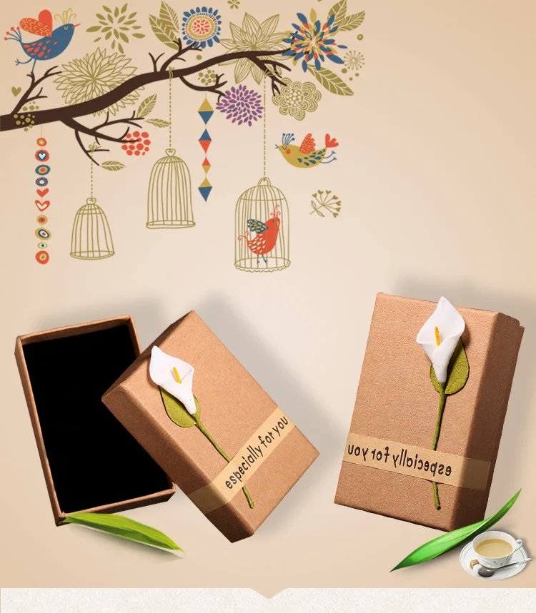 20 шт коричневая крафт-бумага любимая Подарочная коробка 8,7*5,5*2,8 см винтажный дизайн объемная коробка для ювелирных изделий серьги кулон ожерелье коробка