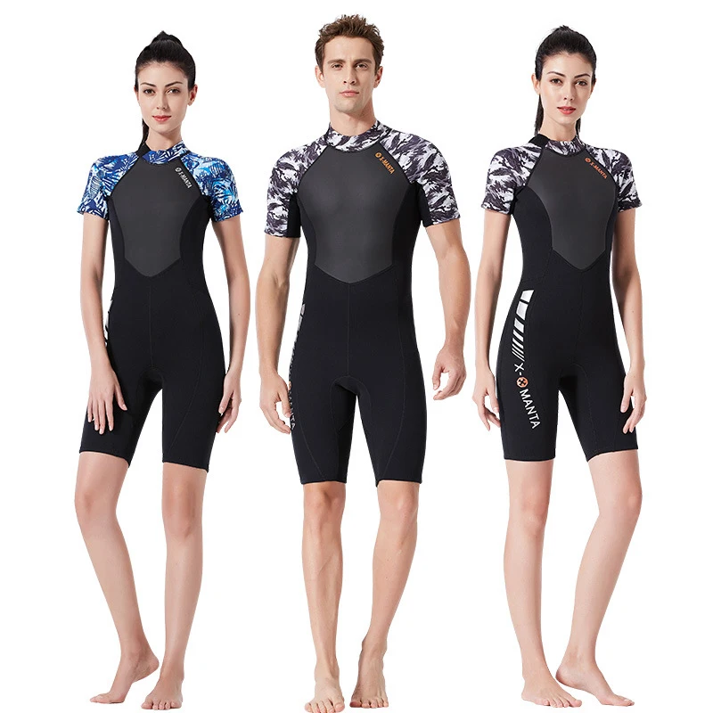 

Women Men 1.5 Mm Female Camouflage Short-sleeve Diving Suit Comfortable Warm Sunproof Waterproof Anti-Piercing Durable Wetsuit