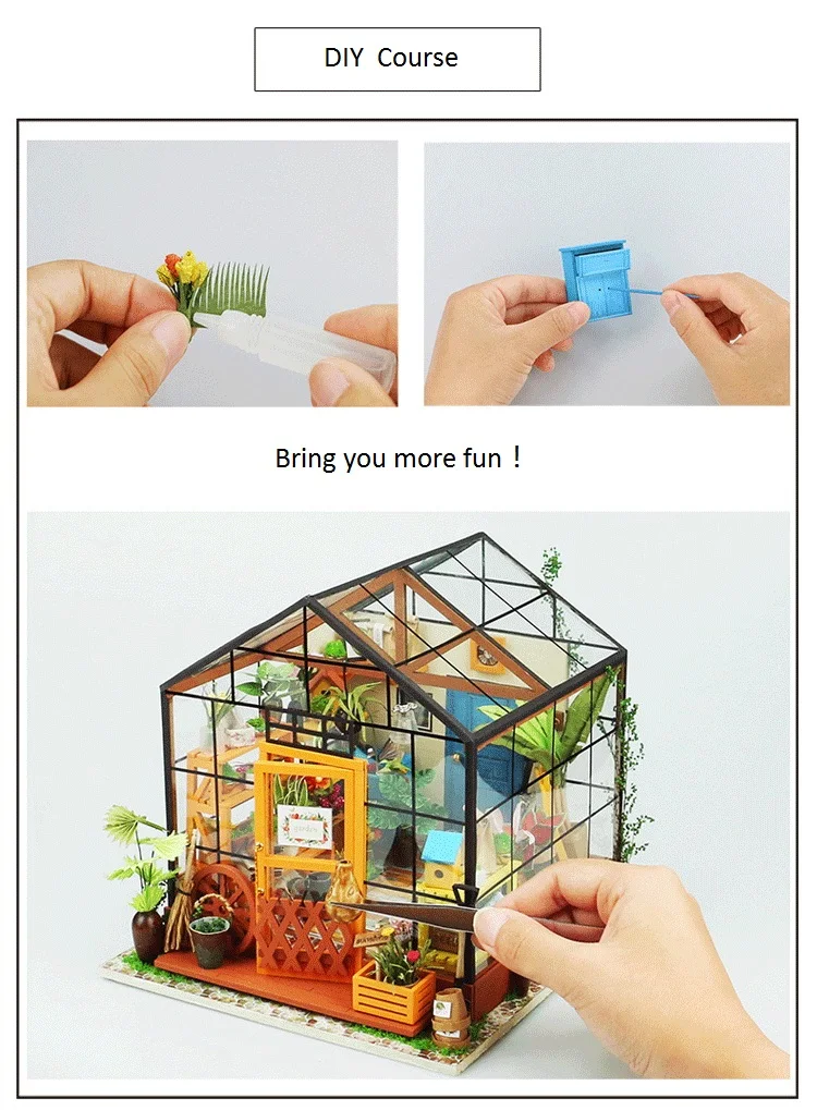 Robud DIY миниатюрный дом деревянный кукольный домик Кэти Цветочный дом с кукольным домиком мебель zabawki dla dzieci игрушки для детей