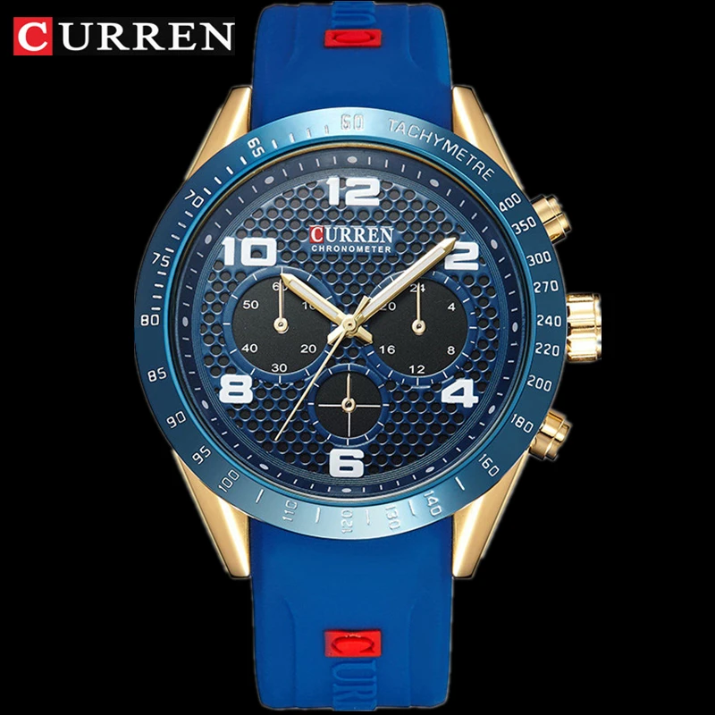 

Men's Watch Brand CURREN Fashion Rubber Watches Popular Analog Sport Wristwatch Casual Quartz Male Clock Armbanduhren Herren