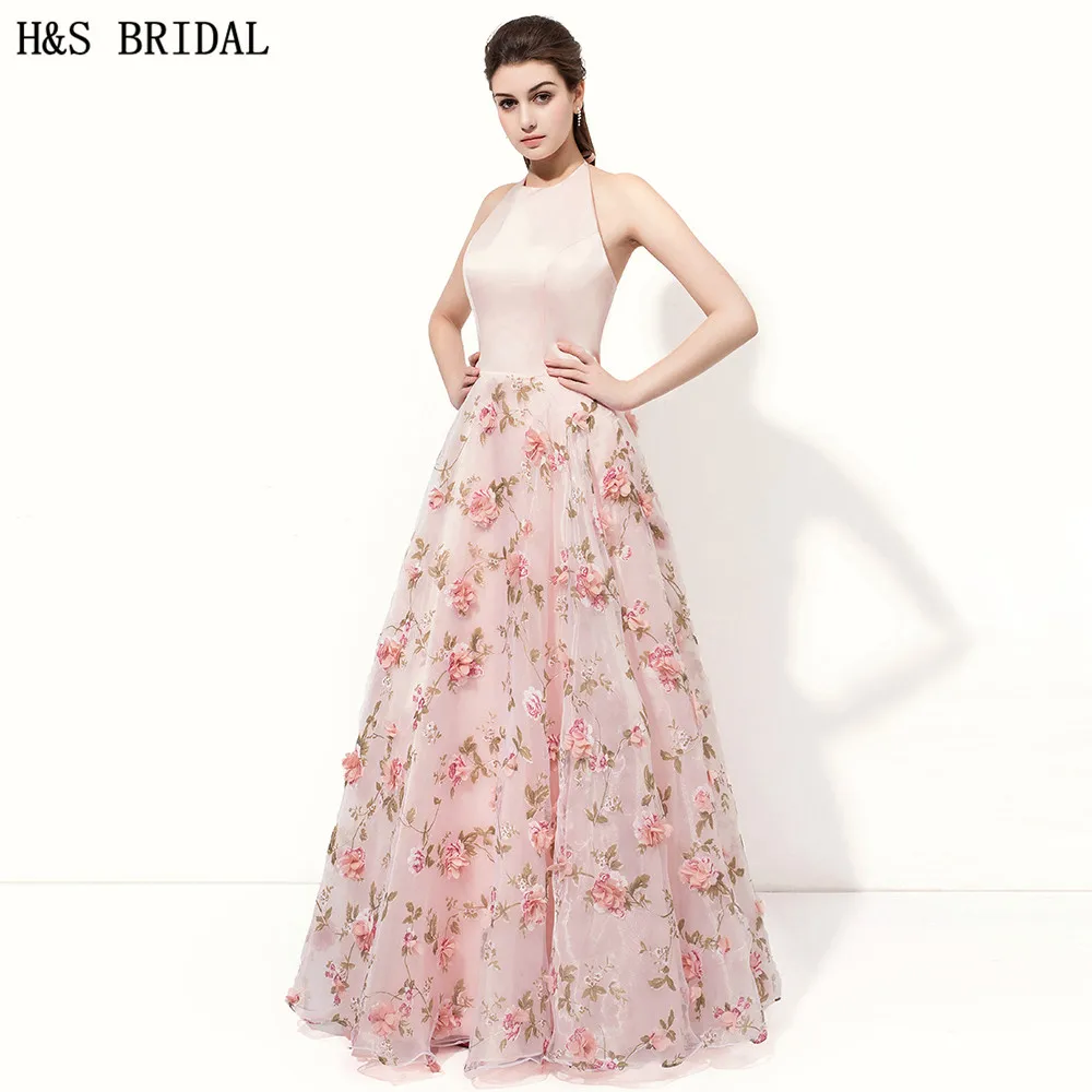 US $115.115 15% OFFH & Bridal A linie Rosa formale abendkleider kleider Backless Bedruckten Stoff Mit 15D blumen abendkleider lange 15dress US $115.115 15% OFFH & Bridal A linie Rosa formale abendkleider kleider Backless Bedruckten Stoff Mit 15D blumen abendkleider lange 15dress