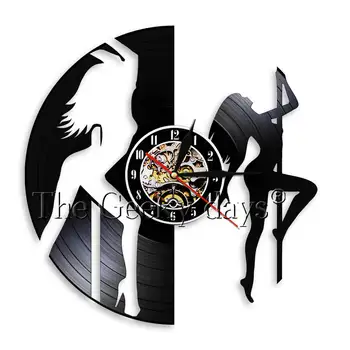 

Pole Dancing Modern Vinyl Wall Clock Handcrafted Silent Movement Clock Watch Pole Dance Made of Real Vinyl Record Girl Room Deco