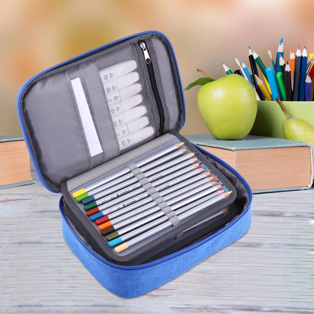 

72Holder 4 Layer Portable Canvas School Pencils Case Large Capacity Pencil Bag For Colored Pencils Watercolor Art Supplies