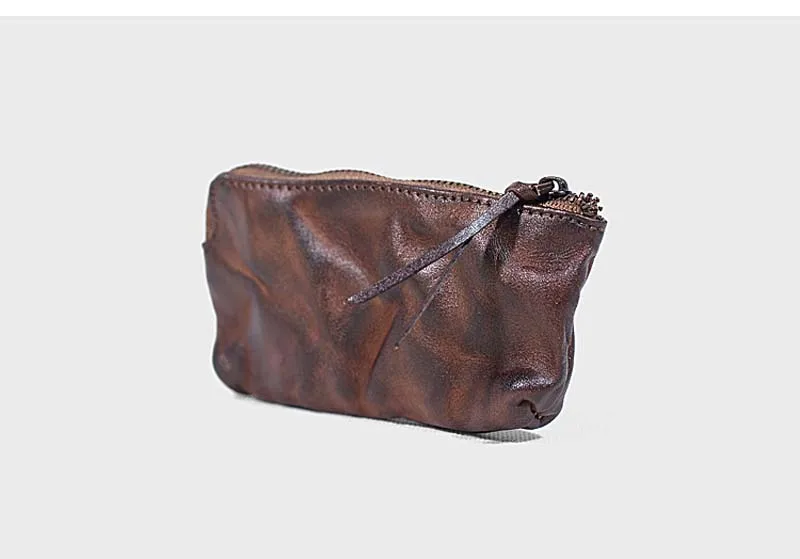 AETOO, простая Ретро сумка для ключей из натуральной кожи, мини кошелек для монет, кожаная маленькая сумка на молнии, сумка для хранения, женская сумка для монет