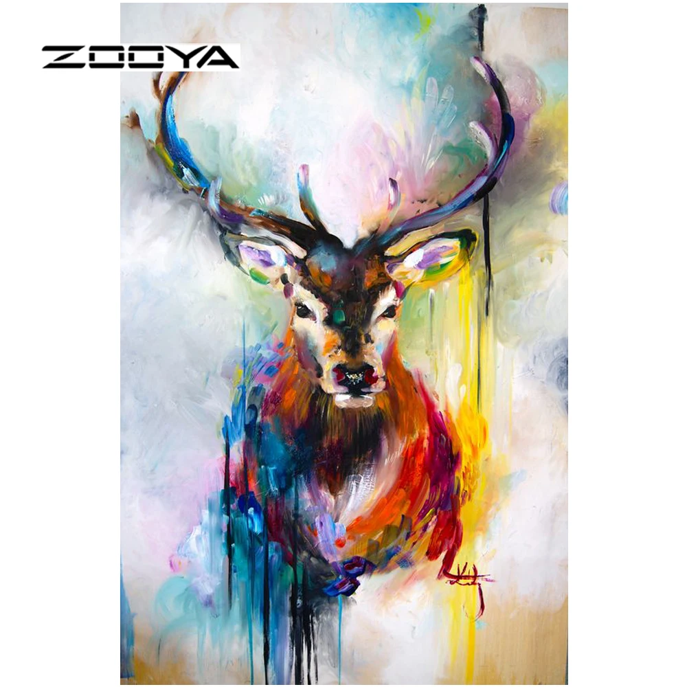 ZOOYA Diamond Painting Color Elk Mosaic Full Embroidery Pattern Rhinestones Needlework DIY Decor RF1382 | Дом и сад