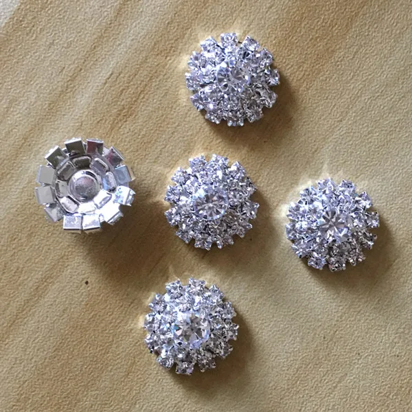 18mm Round Silver CJSIR 10 шт. прозрачные Кристальные Стразы серебристого цвета DIY украшения для пригласительных открыток плоские металлические пуговицы аксессуары декорации - Цвет: 18mm Round Silver