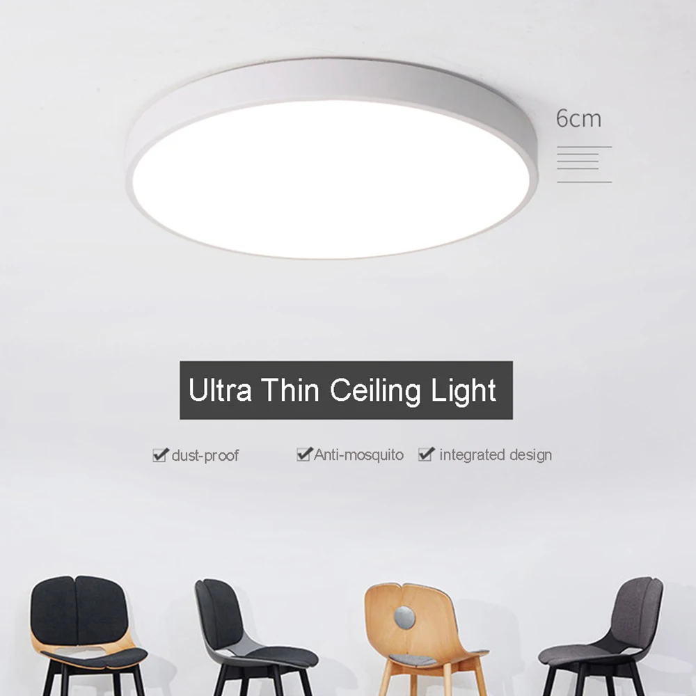 

Zerouno 6cm ultra thin led ceiling lights modern light fixture lamp 18w 24w 36w 48w black/white bedroom bathroom ceiling lamp
