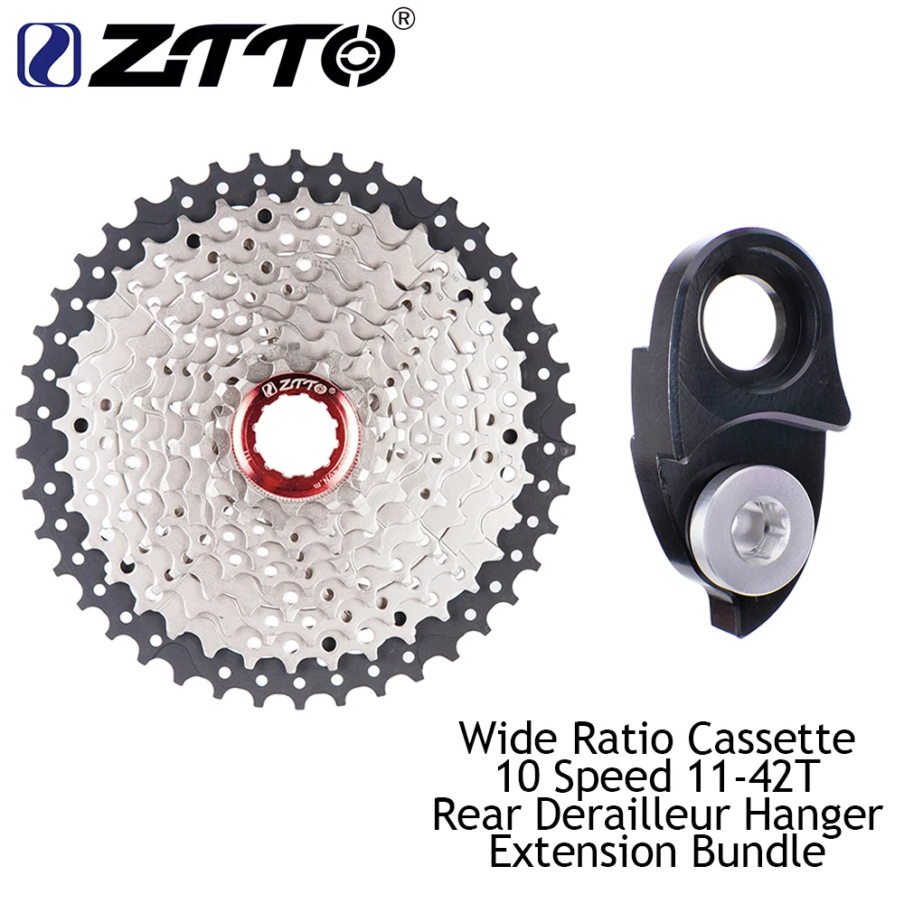 

ZTTO 11-42T 10 Speed 10s Wide Ratio MTB Mountain Bike Bicycle Parts Cassette Sprockets and Rear Hanger Extension Bundle