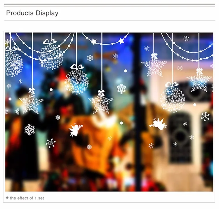 [SHIJUEHEZI] Звезды снежинки Ангел стеклянные наклейки DIY Висячие орнаменты настенные наклейки для гостиной витрины украшения