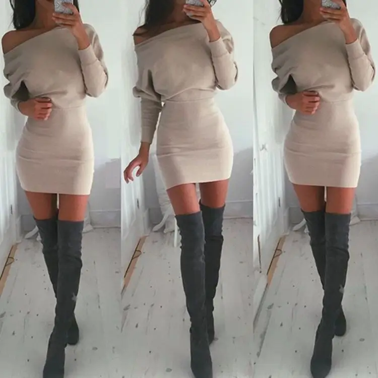 

Women Sexy Off Shoulder Bandage Dress Elegant Slash Neck Bodycon Backless Party Dress Female Fashion Sexy Mini Dresses