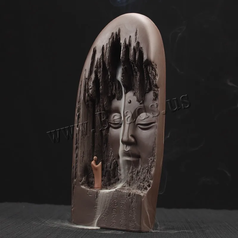 Creative Aromatherapy Furnace Holder Incense Burner Buddha Face Smoke Waterfall Backflow Incense Burner Ceramic Home Decor