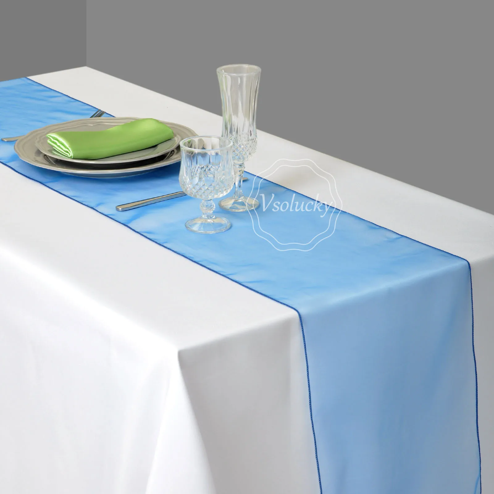 10 pcs/lot Blue 12&quot x 108&quot Organza Table Runner for Wedding Party Supply Event Favours Xmas Decoration 30cm 275cm | Дом и сад