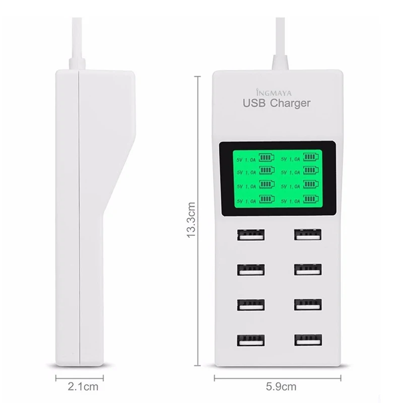 INGMAYA 8 портов USB зарядное устройство мощность 5V8A ЖК-дисплей для iPhone 5 5S 6 6S 7 Plus iPad samsung Nexus huawei Mi zte LG адаптер переменного тока