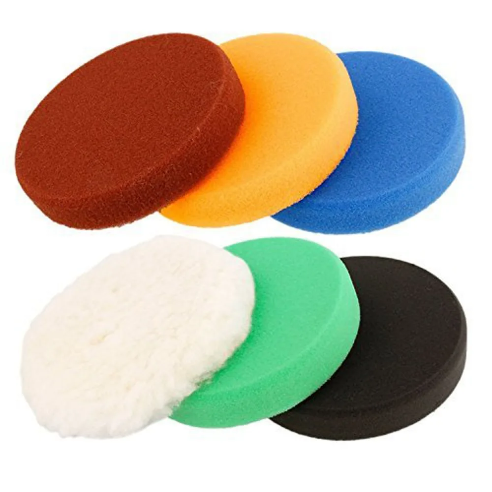 SPTA 6Inch (150mm) Flat Foam Dual Action Polishing Pad Set, 5 Levels of