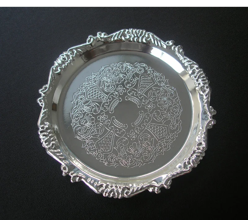 

6PCS/set rare zinc alloy metal round coffee/tea cup coaster cup pad mat with wire rack holder engraving embossed tableware 340