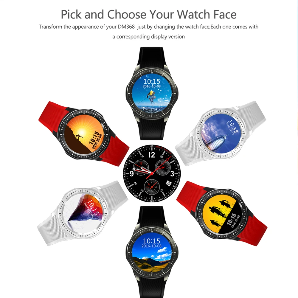 DM368 Smart Watch Andriod MTK6580 With SIM Card 3G Watch phone WiFi GPS Heart Rate tracker Monitor Bluetooth Smart Watch man