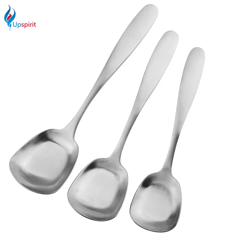 New Stainless Steel Square Thicken Rice Soup Spoon S M L Flatware