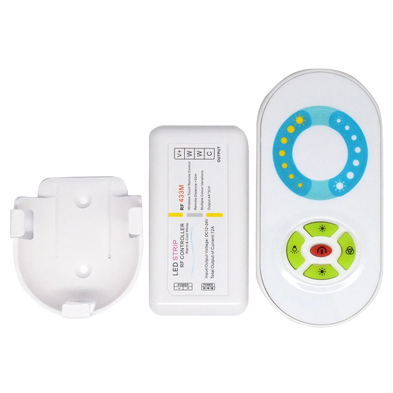 

DC12V24V 4CH RF 433MHz wireless led strip dual white CCT CT controller dimming touch remote led strip dimmer