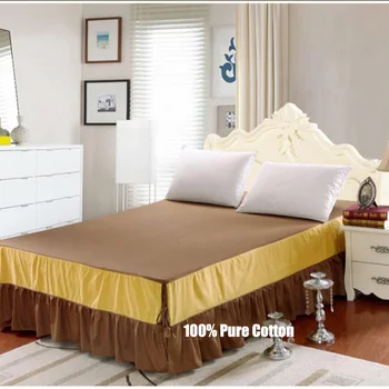 

Stitching bedskirt cotton bed coverlet 1/3pcs quality bedspreads set cotton bedskirt with mattress cover free shipping