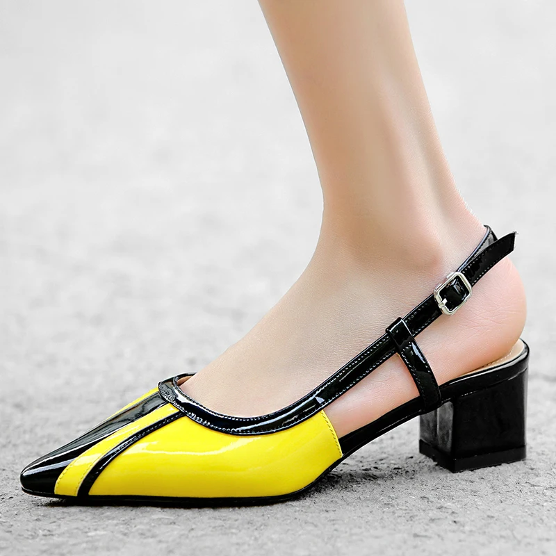 Pompes En D'été Géométrique Femmes Bimolter Cuir Hauts 2019 Partie Pointues jaune Femme Chaussures Apricot Nouvelle Boucle Sandales De Nb064 Vache Talons 7wfttgqa