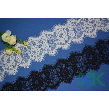 

3Meters/Lot Flower Lace Trim Black White Width 8cm French Eyelash Lace Clothes Applique Embroidered Lace Ribbon DIY Decorative