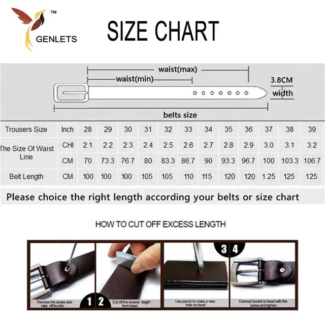 Belt Size 110 Chart