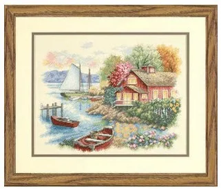 CS-1064 cross stitch kit lake house home boat yacht.jpg_.webp