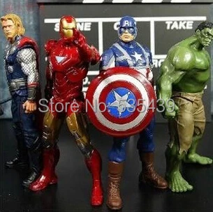 Горячая! Новый 4 шт./компл. 20 см мстители супер героев капитан америка тор pv8513 человек PVC конструкторы рождественский подарок игрушки