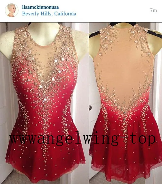 Red Figure Skating Dresses Women Competition Skating Dress Custom Ice