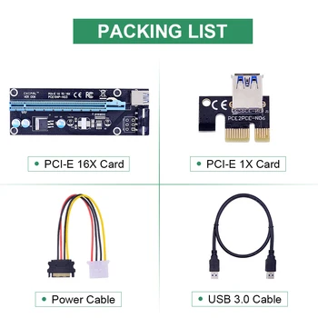 

CHIPAL 10PCS PCI Express 60CM PCI-E 1X to 16X Riser Card Converter PCIE Extender with USB3.0 Cable 4Pin IDE Molex Power Cord