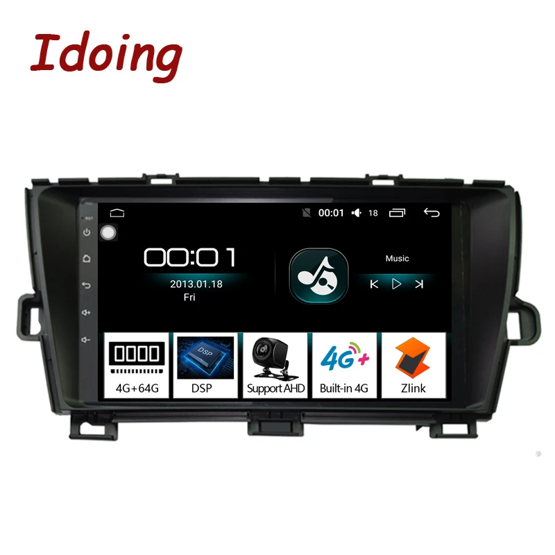 Top Idoing 9"4G+64G Octa Core 1Din Car Radio Android 8.1 Multimedia Player Fit Toyota Prius GPS Navigation Autoradio 2.5D IPS Screen 1