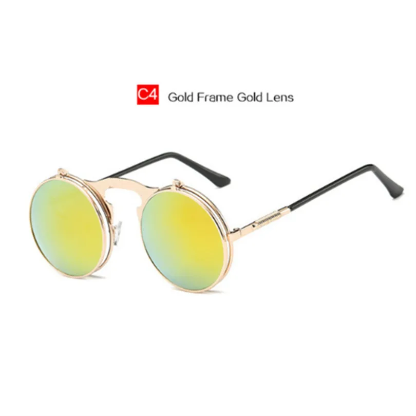 Стимпанк Солнцезащитные очки женские мужские брендовые дизайнерские ретро круглые металлические оправы паровые панк Солнцезащитные очки UV400 очки - Цвет линз: C4