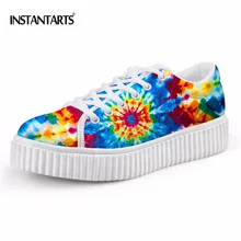 Instantarts красочный узор Женская обувь на платформе для отдыха дышащая обувь на плоской подошве для женщин Увеличивающая рост обувь на шнуровке