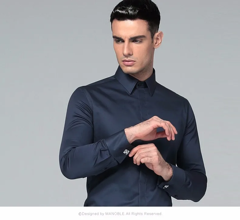 mens short sleeve white shirt High Quality 2021 Brands New Regular Fit Shirts for Men Business Long Sleeve Cufflink Cotton Solid Color Camisas De Hombre mens short sleeve dress shirts