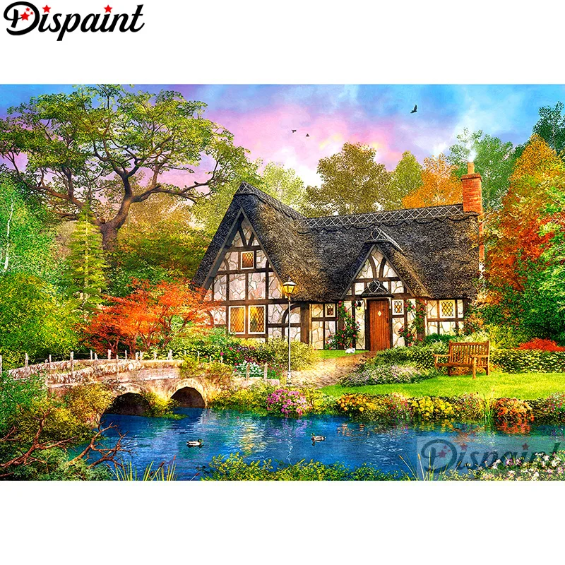 

Dispaint Full Square/Round Drill 5D DIY Diamond Painting "House tree landscape"3D Embroidery Cross Stitch Home Decor Gift A12538