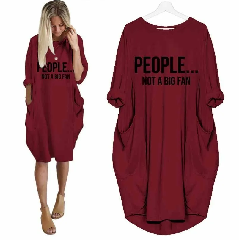 Новая модная футболка для женщин люди не большой вентилятор с принтом забавная футболка размера плюс Топы Графические футболки женские с открытыми плечами - Цвет: Коричневый