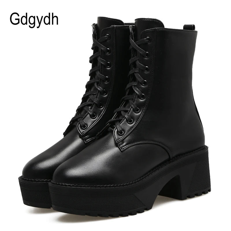 

Gdgydh Platform Heels Autumn Boots Women Round Toe Fashion Ankle Boots Shoes High Heels Ladies Party Shoe Size 39 High Quality