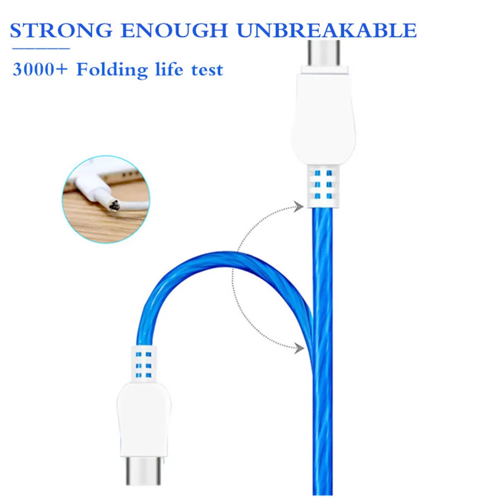المصغّر USB كابل تتدفق LED الوهج شحن USB شاحن آيفون 7 سامسونج غالاكسي ملاحظة 8 9 شاحن هاتف محمول يعمل بنظام تشغيل أندرويد تهمة سلك الحبل