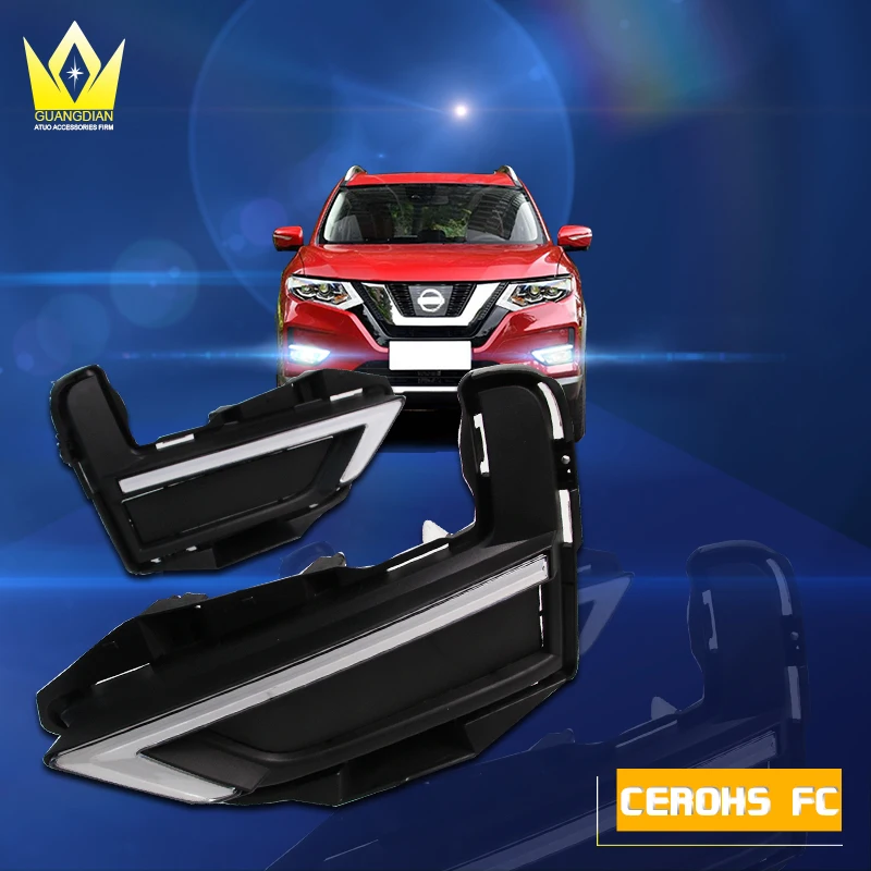 Tcart DRL для Nissan X trail xtrail 2017 светодиодный дневные ходовые огни с желтым сигналом