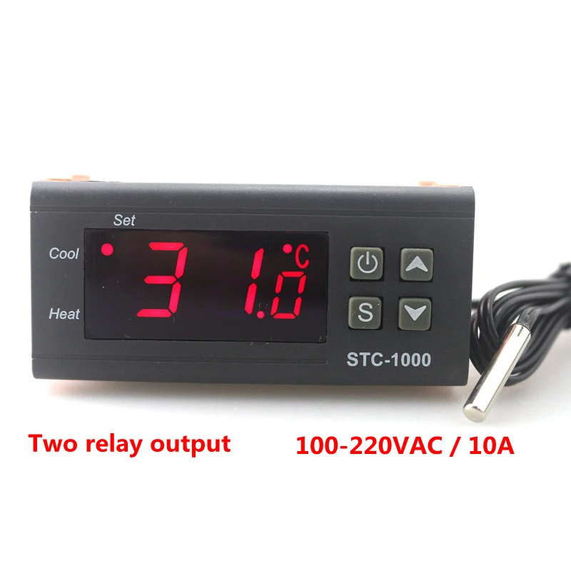 

Digital Temperature Controller Thermostat Thermoregulator for incubator Relay LED 10A Heating Cooling STC-1000 110V-220V