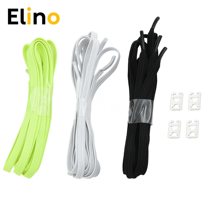 Elino Fashion Elastic Rubber Lazy Shoelace No Tie Buckle Locking Laces Running Sneaker Canvas Shoes Shoestrings