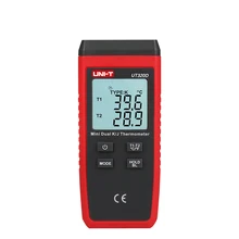 UNI T UT320D мини контактный Тип термометр двухканальный K/J термопары зонд температура тестер удержания данных автоматическое выключение