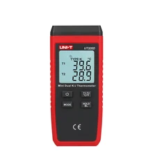UNI T UT320D mini Contact Type Thermometer Dual Channel K J thermocouple probe Temperature Tester Data