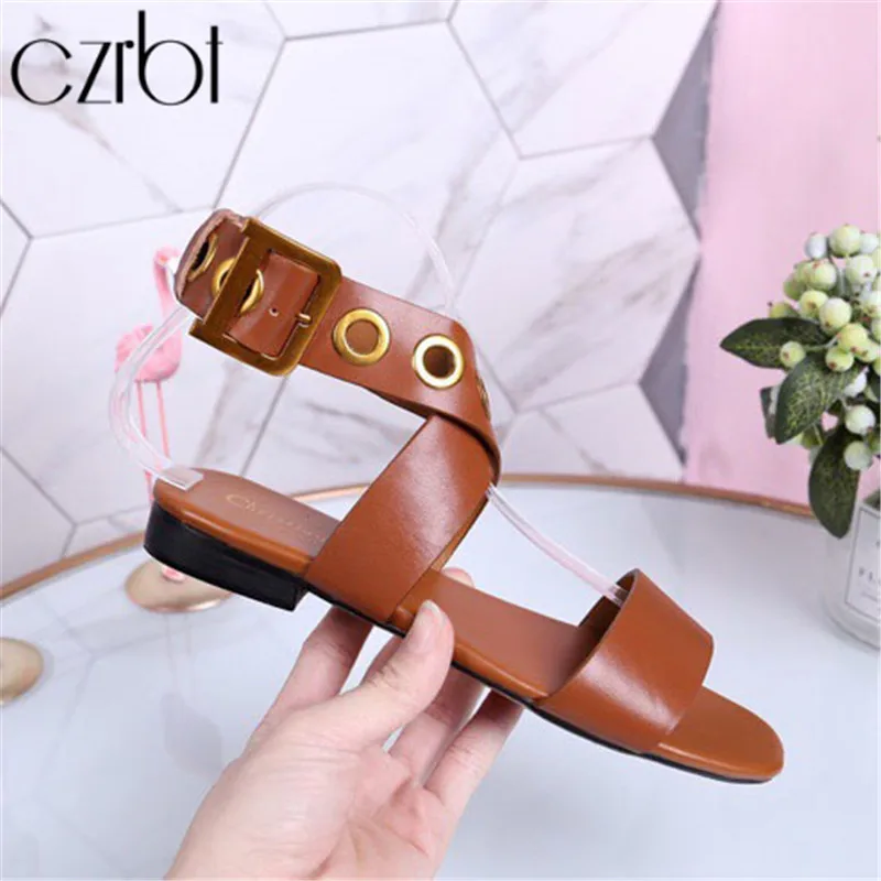 

czrbt 2019 Summer New Women shoes Fashion Genuine Leather Buckle Non-Slip Sexy Sandals Women Casual sandals de verano para mujer