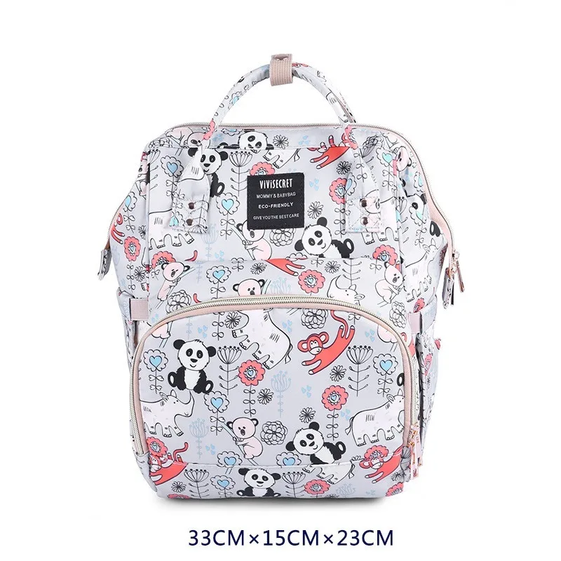 Cute Panda Printed Cartoon Animal Zoo Pattern Backpack Fashion Sports Lightweight Mummy Diaper Bags, Hot Sell!09