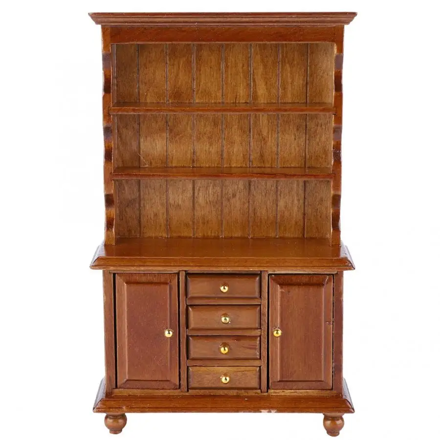 

1:12 Miniature Wooden Doll House Bookshelf Three Layer Bookcase Show Cabinet for 1:12 Doll House Accessories Furniture Toy