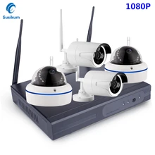 4CH 1080P HD наружная ИК ночного видения Система видеонаблюдения 2 шт. и 2 шт. пуля камера WIFI CCTV беспроводной NVR комплект