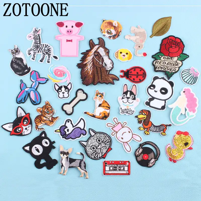 DIY Embroidered Cute Cat Sew Iron On Badge Patches Clothing Fabric Applique