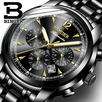 

Montre homme Switzerland BINGER Fashion Automatic Watch Men 24 hours Calendar Week Sapphire Waterproof Luminous Horloges mannen
