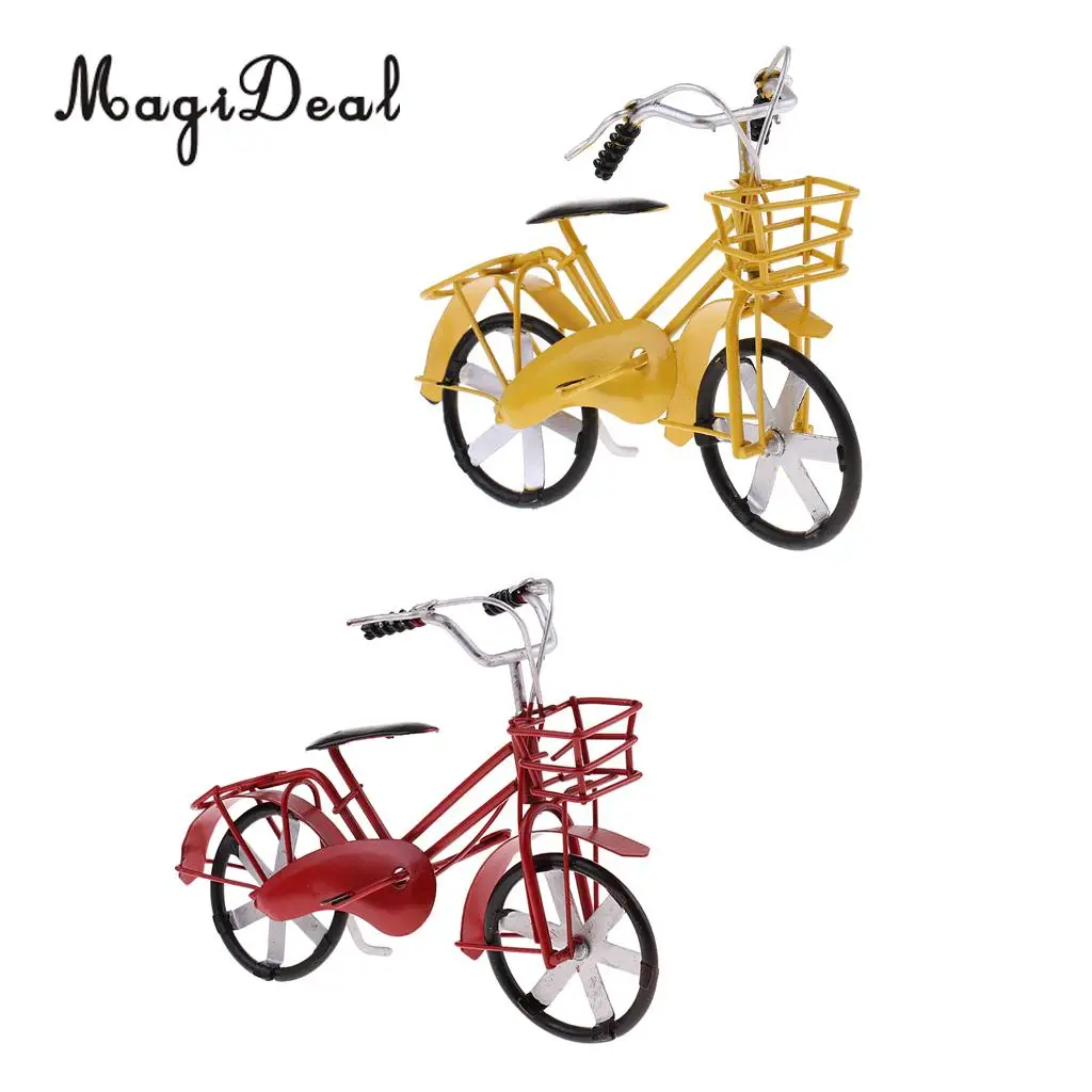 2x Simulation Vinatge Tin Metal Bicycle Bike Model Sculpture Toy for Coffee Bar Decorative